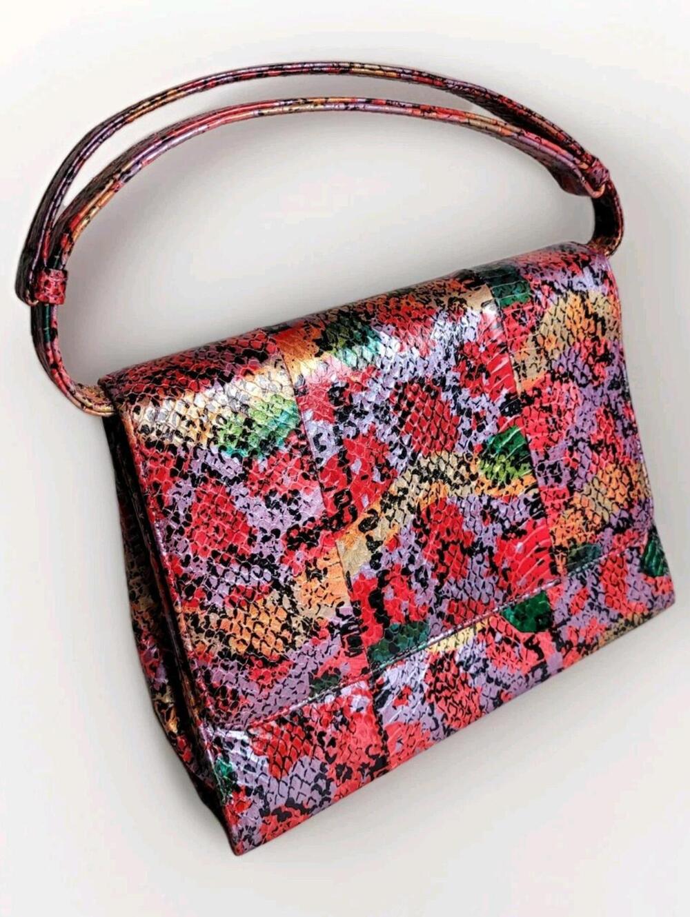Fashion Influences Multicolor Snake Print Purse Adjustable Strap Shoulder Bag